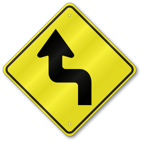 Reverse Turn Left Sign, W1-3L Outdoor Reflective