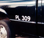 vinyl registration numbers on black truck