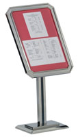 Ornamental Menu Display Stand Single Pedestal, 23W x 49H, Square Weighted Base