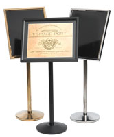 Menu Display Stand Single Pedestal, 25W x 48H, Round Weighted Base