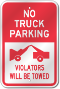 No Truck Parking Towing Sign, 3M Reflective Outdoor Quality