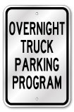 Overnight Truck Parking Program Sign, 3M Reflective Outdoor Quality