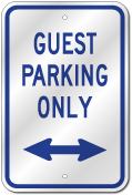 Guest Parking Only Dual Arrow Sign, Outdoor Reflective Aluminum
