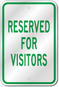 Reserved For Visitors Sign, Outdoor Reflective Aluminum