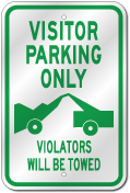 Visitor Parking Only Violators Towed Sign, Outdoor Reflective Aluminum