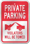 Private Parking Header Sign, Outdoor Reflective Aluminum