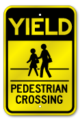 Yield Pedestrian Crossing Sign, Outdoor Reflective Aluminum