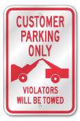Customer Parking Only Violators Towed Sign, Outdoor Reflective Aluminum