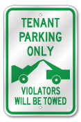 Tenant Parking Violators Towed Sign, Outdoor Reflective Aluminum