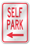 Self Park Left Arrow Sign, Outdoor Reflective Aluminum