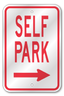 Self Park Right Arrow Sign, Outdoor Reflective Aluminum