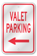 Valet Parking Left Arrow Sign, Outdoor Reflective Aluminum