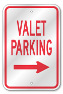 Valet Parking Right Arrow Sign, Outdoor Reflective Aluminum