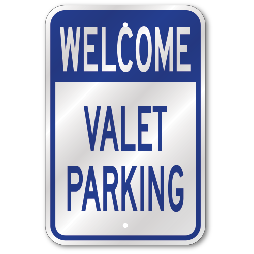 Welcome Valet Parking Sign, Outdoor Reflective Aluminum