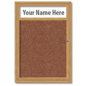 Wood Frame Enclosed Bulletin Board, 18W x 24H, One Door Lockable, Self-Sealing Natural Cork