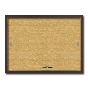 Sliding Door Bulletin Board, 60W x 36H Lockable Tempered Glass, Reinforced Cabinet
