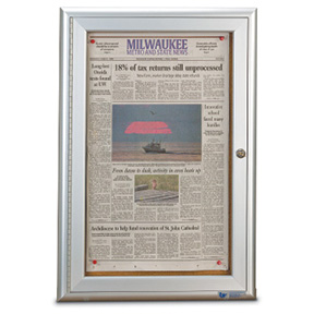 Restroom Bulletin Board, 19 x 28, One Door Newspaper Display