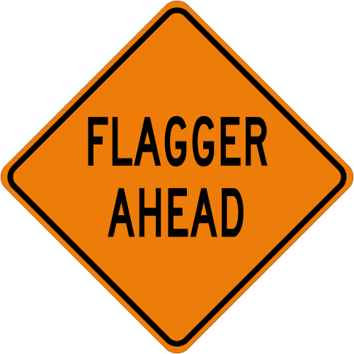 Flagger Ahead Roll Up Mesh Sign
