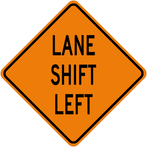 Lane Shift Left Roll Up Mesh Sign