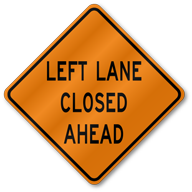 Left Lane Closed Roll Up Mesh Sign