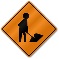 Workers Symbol Roll Up Mesh Sign