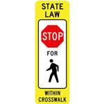 12 x 36 Pedestrian Crosswalk Stop Signs,  Outdoor Reflective