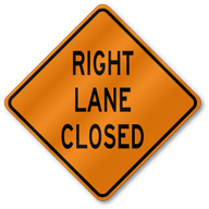 Right Lane Closed Roll Up Mesh Sign