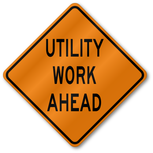 Utility Work Ahead, Roll Up Mesh Traffic Sign, Corner Pockets, Official