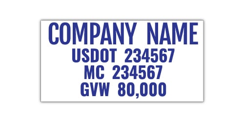 DOT Magnetic Name MC USDOT GVW Sign
