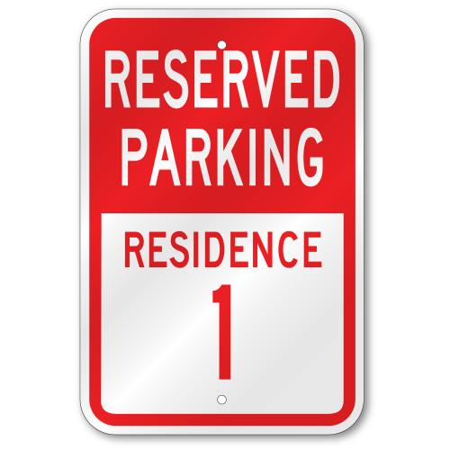 Apartment Residence Parking Sign, Outdoor Reflective Aluminum, 80 mil