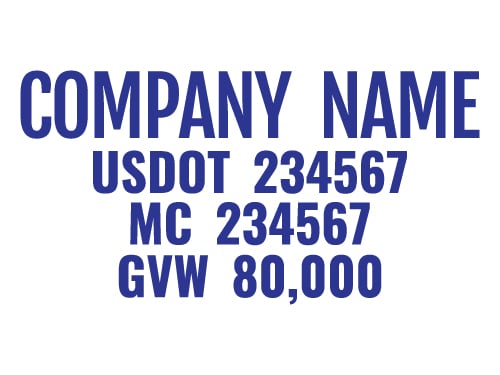 DOT Truck Door Decal Name MC USDOT GVW