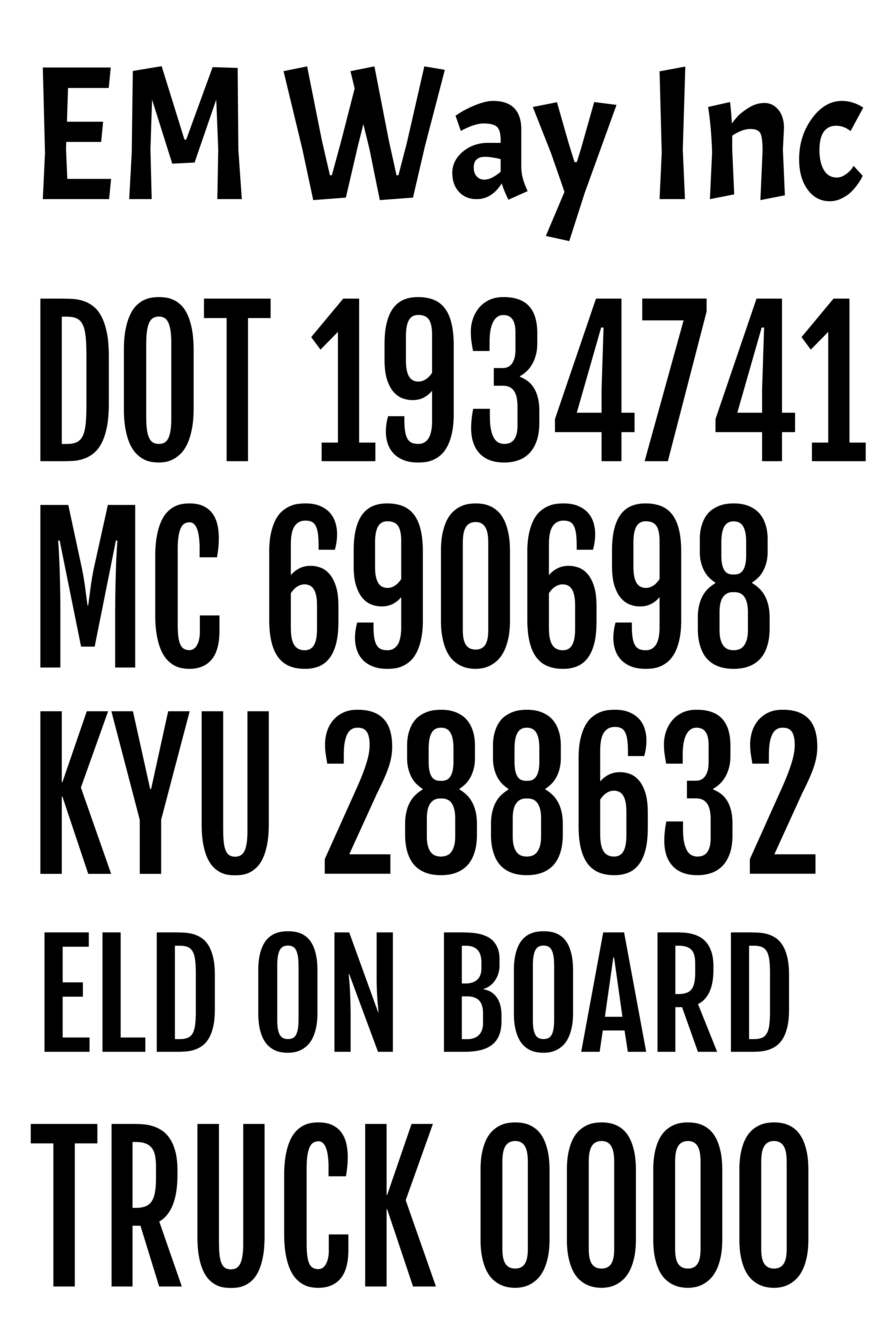 Em Way Logo & Numbers, Magnetic Set of Two