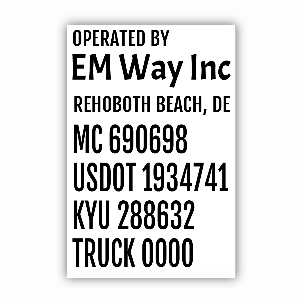 Em Way Logo & Numbers, Magnetic Set of Two