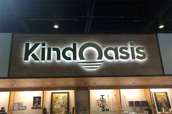 illuminated logo for indoor lobby counter