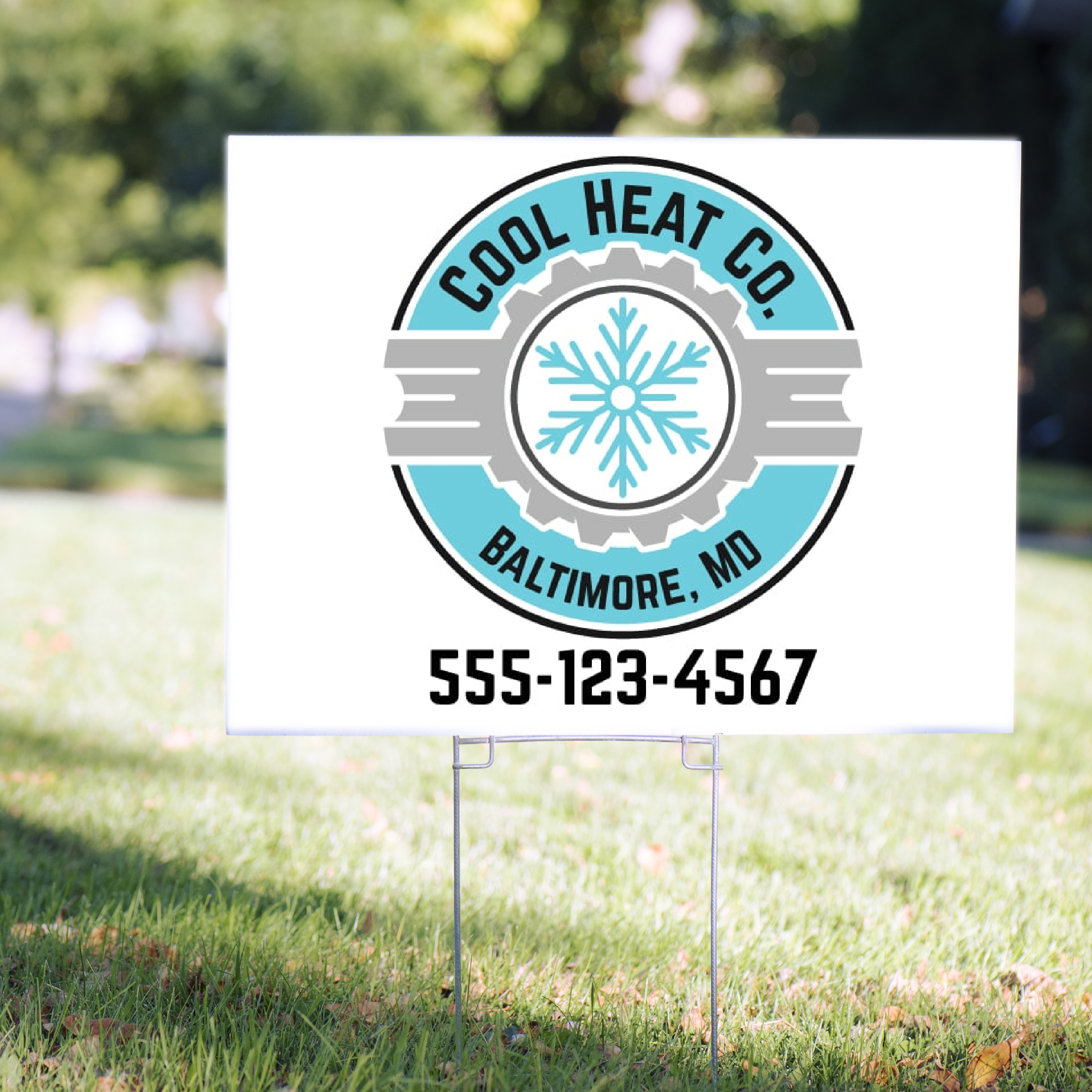 Heating Air Conditioning Yard Signs Round Design