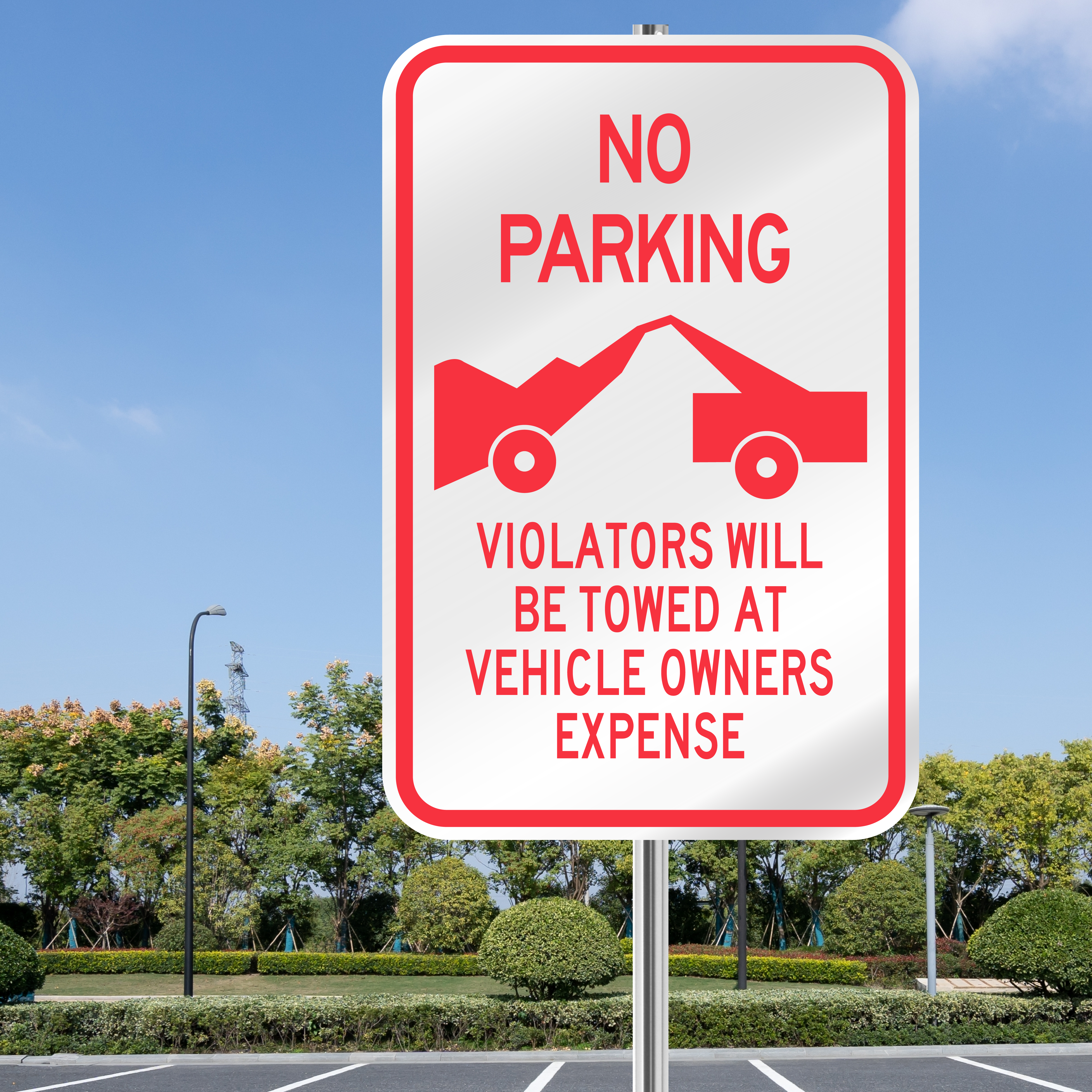No Parking Tow Away Symbol Sign | 3M Reflective Outdoor Quality | PS02PR98